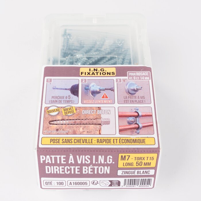 Patte à vis - ING FIXATIONS - Ø5 mm x L. 50 mm - Boite de 100 pièces-3