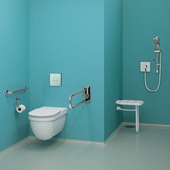 Siège mural de douche - DELABIE -  Rabattable avec pied - H.480 mm-4