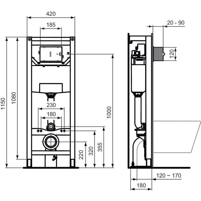Bâti-support WC - IDEAL STANDARD - Prosys - H.1150 mm-1