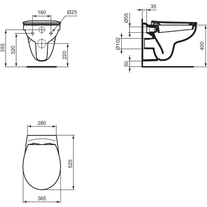Cuvette suspendue - PORCHER - Ulysse - L.360 x l.520 x H.376 mm-1