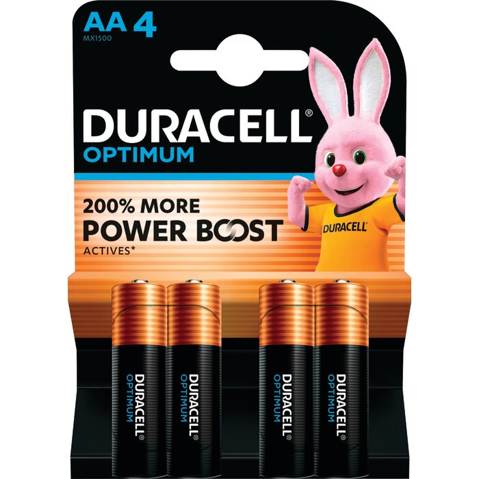 Pile alcaline Optimum AA/LR6 - Duracell - Blister x4-1