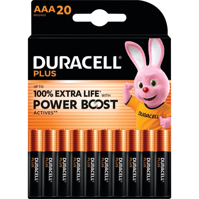 Pile alcaline Plus 100% LR6/AA - Duracell - Blister x 20-1