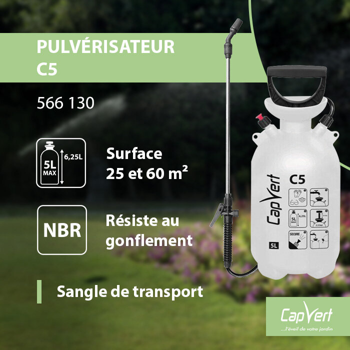 Pulvérisateur - C5 - Capvert - A pression préalable - 5 l - Joint NBR-2