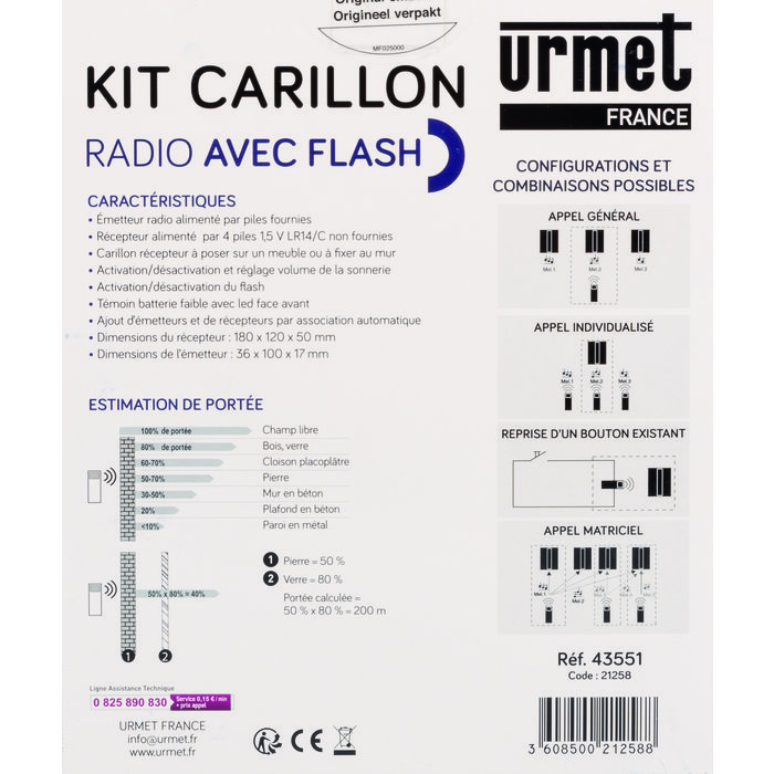 Kit carillon radio - Urmet - Avec Flash - Sans fil - Avec émetteur - Portée 500 m-5