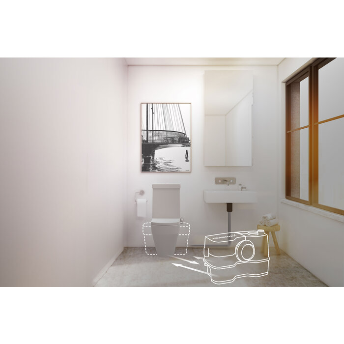 Broyeur WC compact – GRUNDFOS – Sololift2 WC-1 – Relevage eaux usées WC avec 1 entrée supplémentaire-2