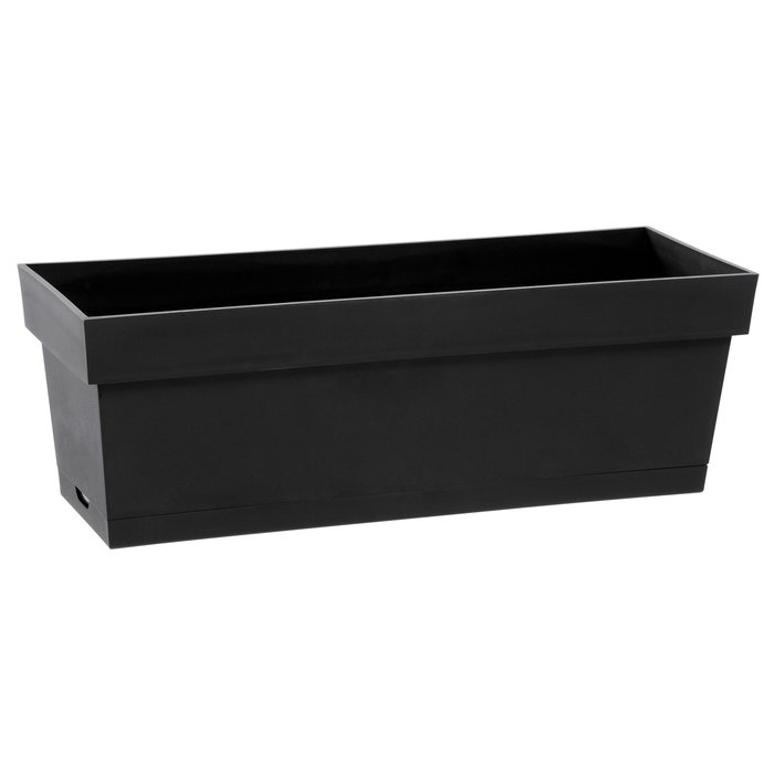 Jardinière Esprit Toscane + plateau Eda - Dimensions 50 x 18 x 16,7 cm - Gris foncé-1