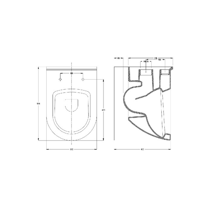 Cuvette suspendue et abattant - SIDER - Avec bride-2