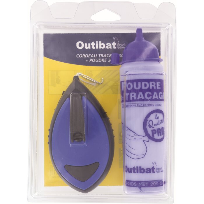 Lot traceur cordeau rapido et poudre bleu - Outibat - 200 g-3