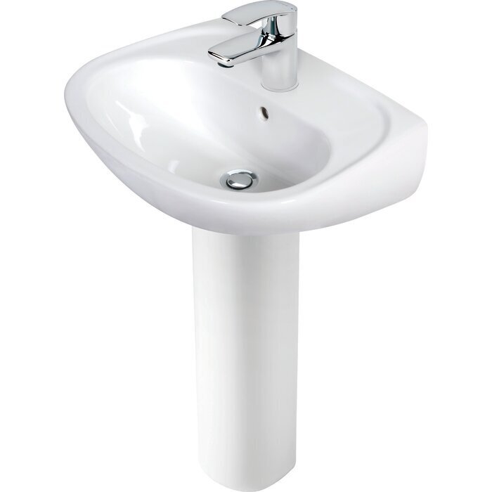 Pack lavabo complet – SIDER – 55 x 42 cm – Mitigeur PRIMA - Avec colonne - Blanc / chromé-1