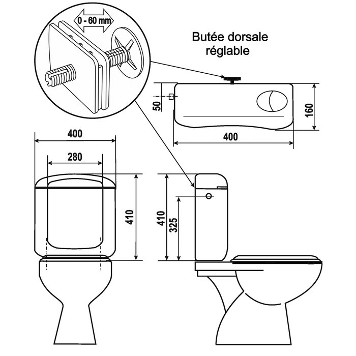 Réservoir WC - Sider - Universel - Bas - Double débit-1