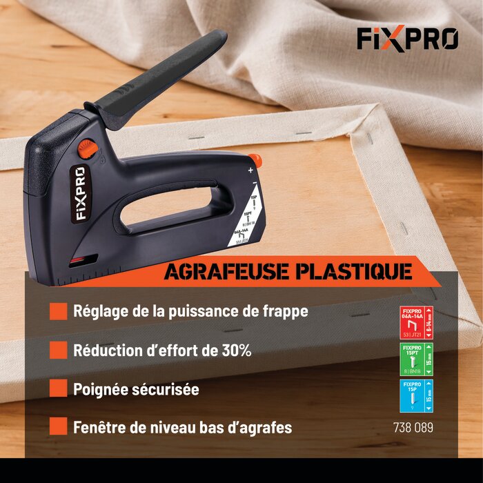 Agrafeuse plastique 3 en 1 – FIXPRO – Agrafes A / pointes 15P et 15PT – 6 à 14 mm-2
