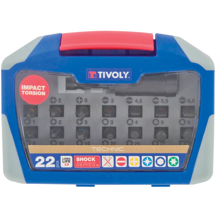 Coffret 22 embouts torsion impact – TIVOLY – Shock Series – PZ/PH/TX/Hexa – Coffret antichoc-2