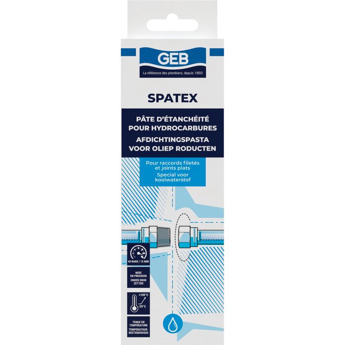 Pâte à joint hydrocarbures - GEB - Spatex - 125 ml - Étanchéité raccords filetés et joints plats-2