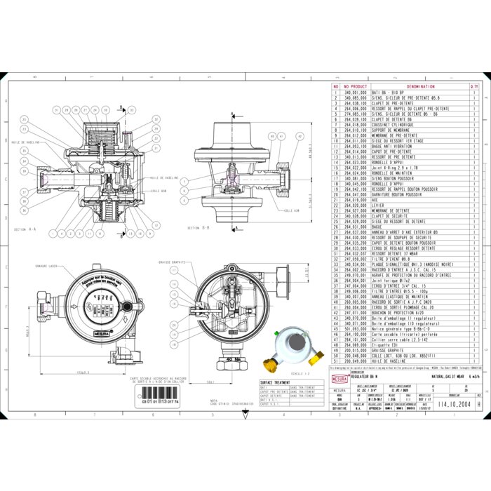 Régulateur gaz naturel - FAVEX - B6N - 3/4" - 6m³/h - 37mbar-1