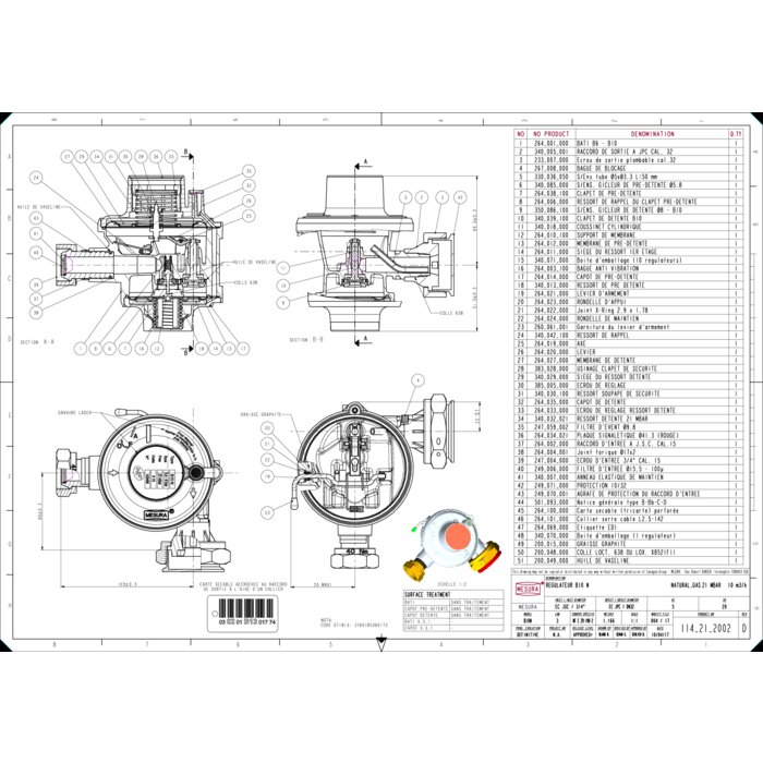 Régulateur gaz naturel - FAVEX - B10N - 3/4" - 10m³/h - 21mbar-1
