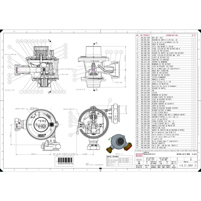Régulateur gaz naturel - FAVEX - B10N - 3/4" - 6m³/h - 37mbar-1