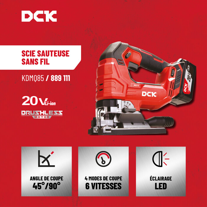 Scie sauteuse sans fil - DCK - 20 V - Moteur Brushless-11