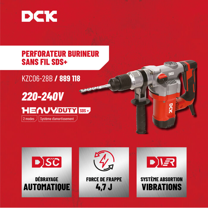 Perforateur burineur filaire - DCK - 4,7 J - SDS+-2