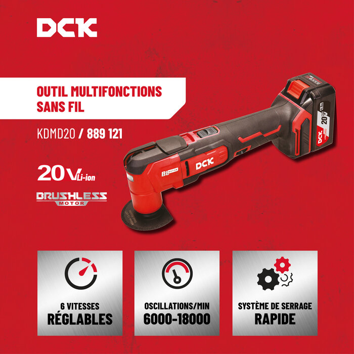 Outil multifonctions sans fil - DCK - 20 V - Moteur Brushless-6