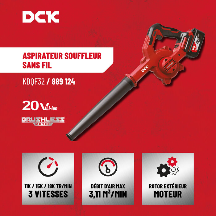 Aspirateur souffleur sans fil - DCK - 20 V - Moteur Brushless-4