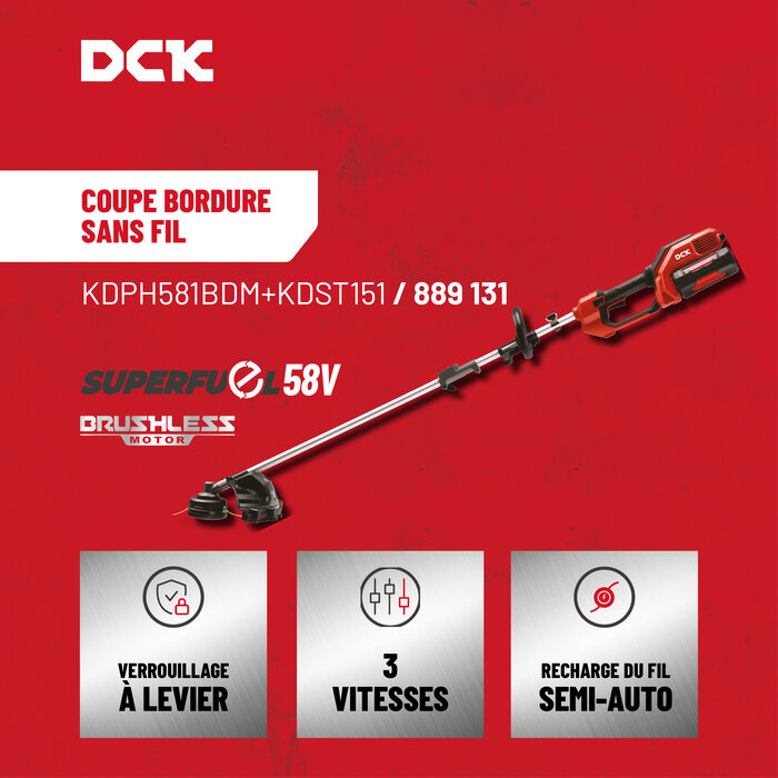 Coupe bordure sans fil - DCK - 58 V - Moteur Brushless-4