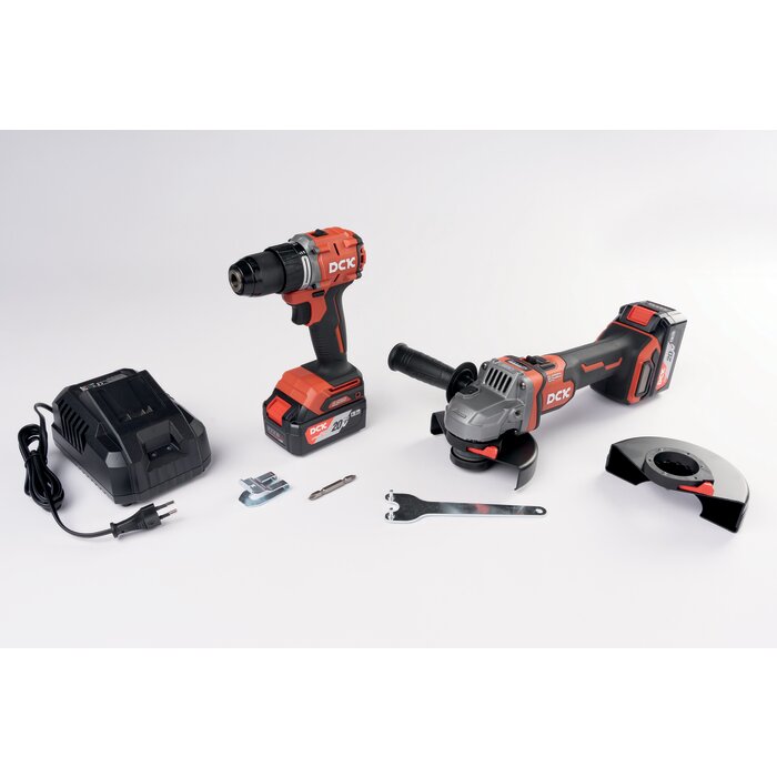 Kit perceuse-visseuse à percussion + meuleuse d’angle – DCK – 20 V – 2 batteries 4,0 Ah-2