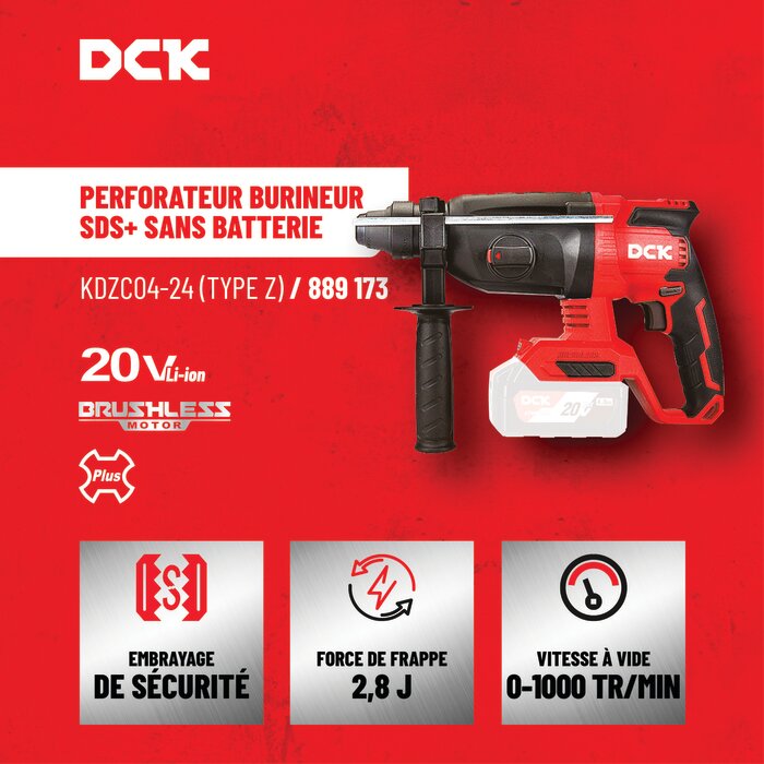 Perforateur burineur sans fil - DCK - 20 V - Sans batterie-3