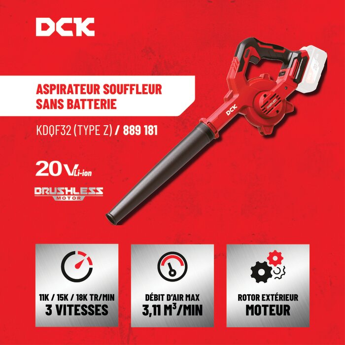 Aspirateur souffleur sans fil – DCK – 20 V – Moteur brushless – Sans batterie-3