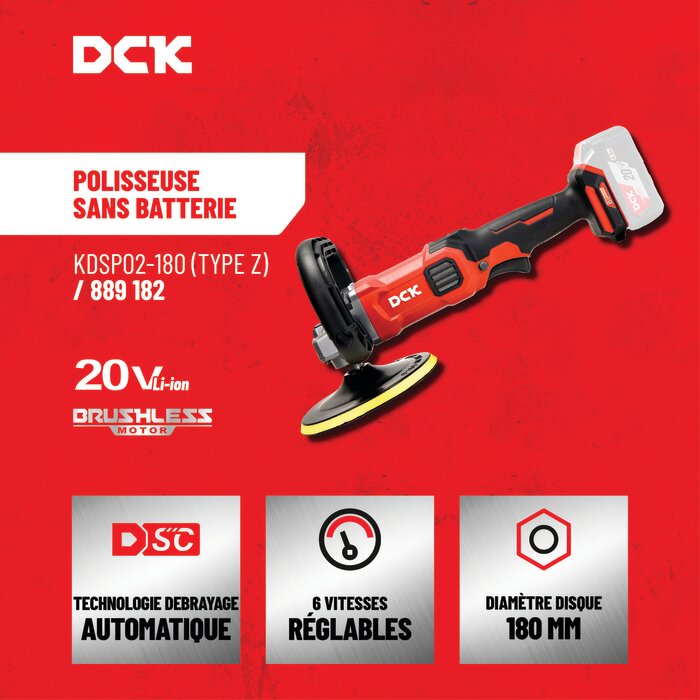 Polisseuse sans fil - DCK - 20 V - Sans batterie-4