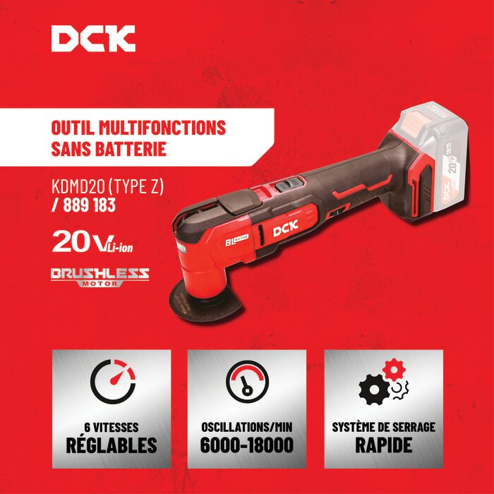 Outil multifonctions sans fil - DCK - 20 V - Sans batterie-3