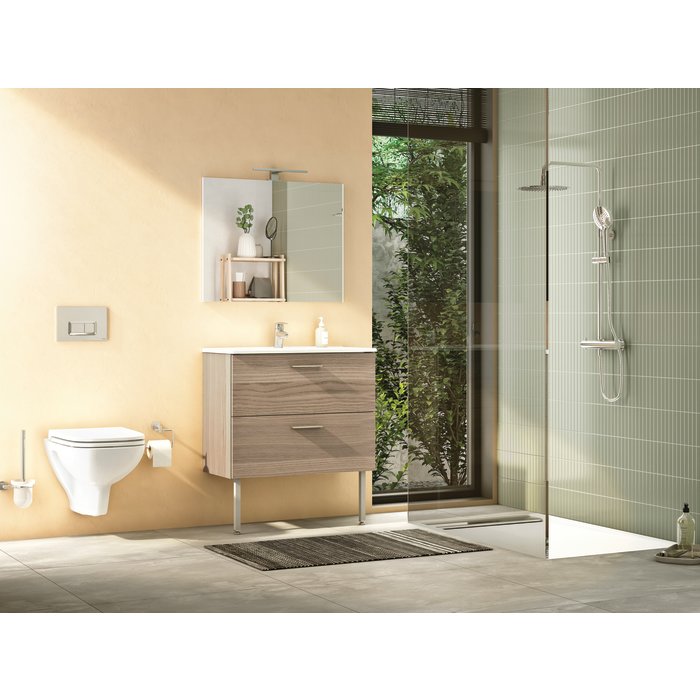 Ensemble meuble salle de bain avec miroir - SIDER - Socoa - Effet bois
