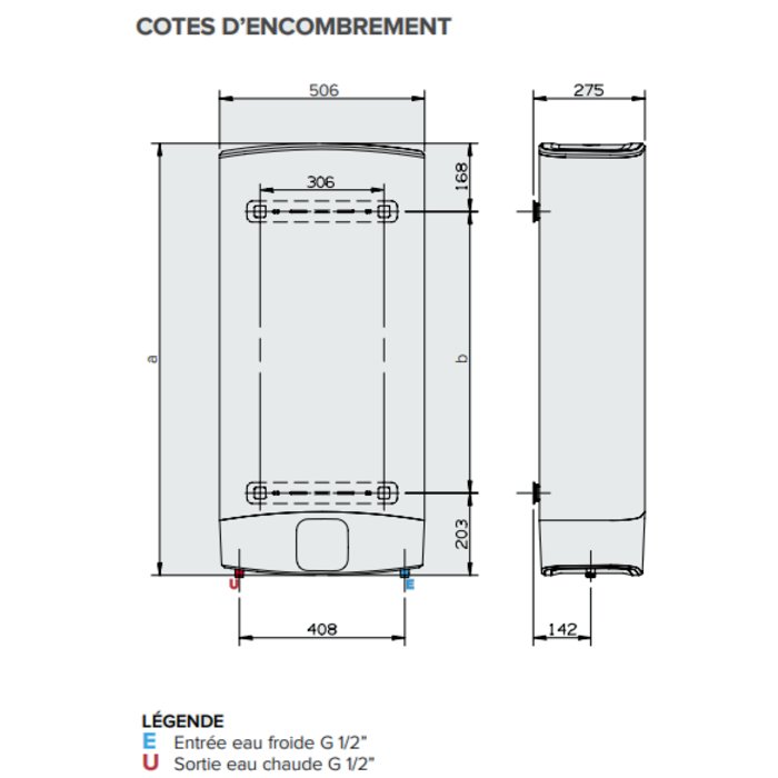 Chauffe-eau électrique mural plat Velis Evo DRY-1