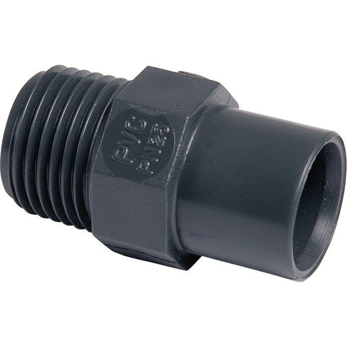 Raccord PVC pression noir droit - GIRPI - M 1/2" - Ø 20 mm