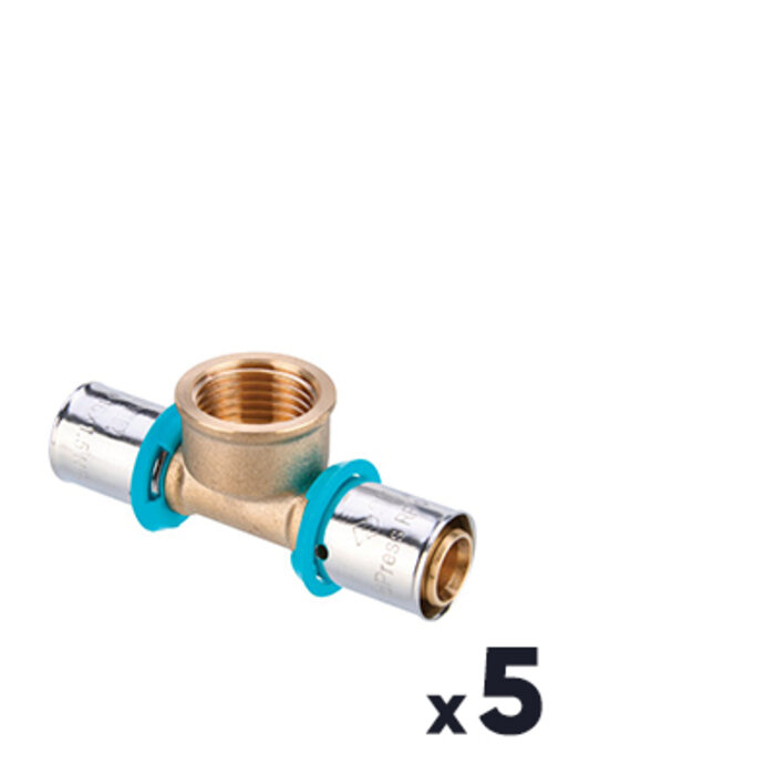 Lot de 5 raccords PER té à dérivation femelle - SIDER - SidPress - A sertir-1