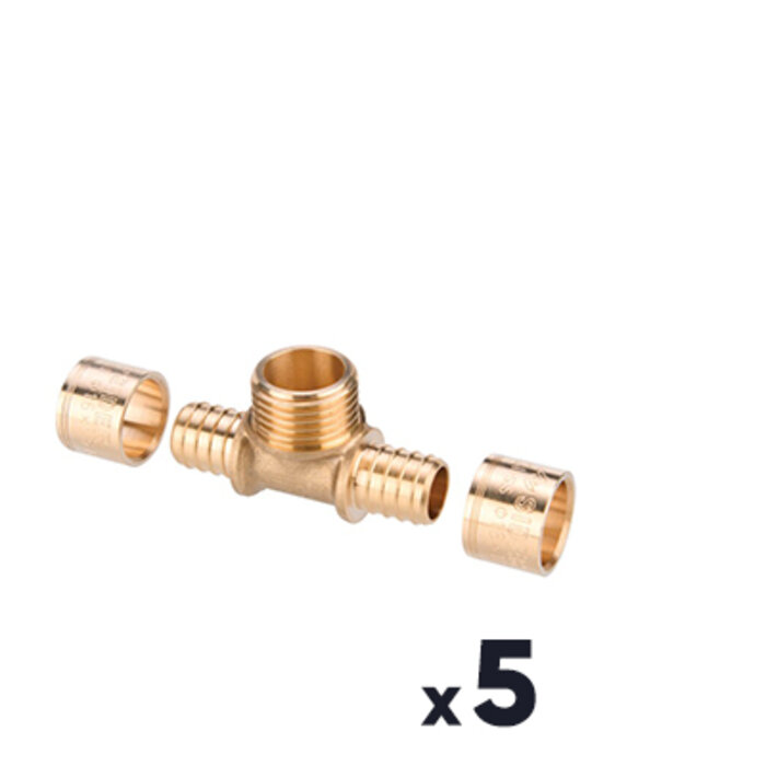 Lot de 5 raccords PER en Té - SIDER - SidGliss - A glissement-1