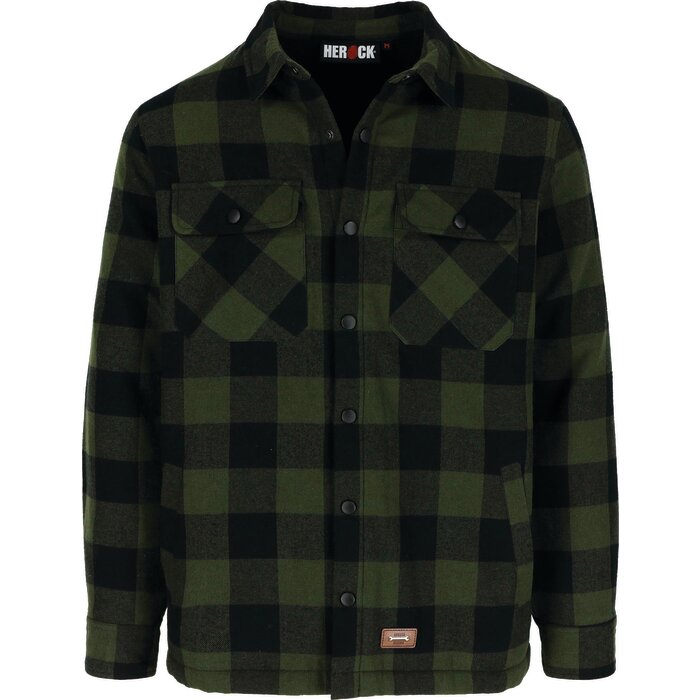 Veste de travail en flanelle - HEROCK - Puro - Kaki foncé/noir-1