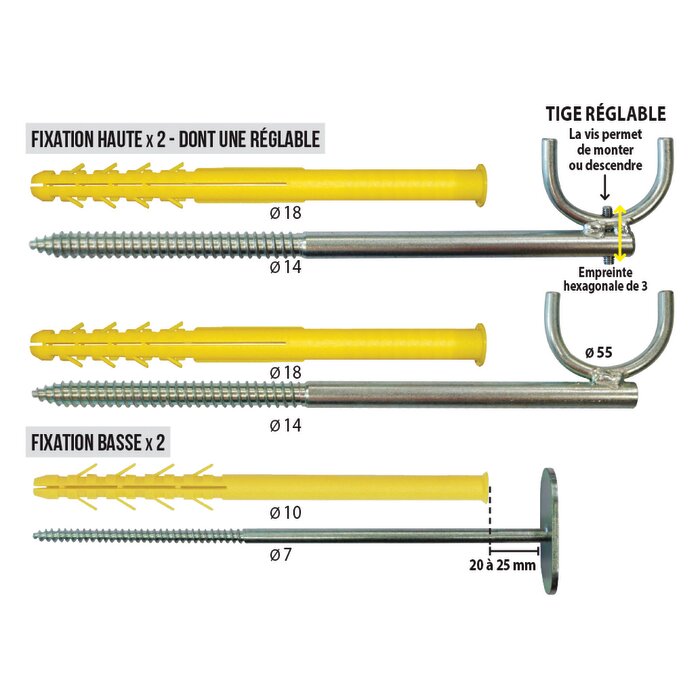 Fixation radiateur fonte - ING FIXATIONS - Pour radiateur 100 mm -1