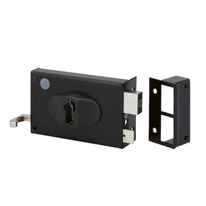 Serrure de sûreté en applique noire - DOM - Metalux ND10 - À tirage
