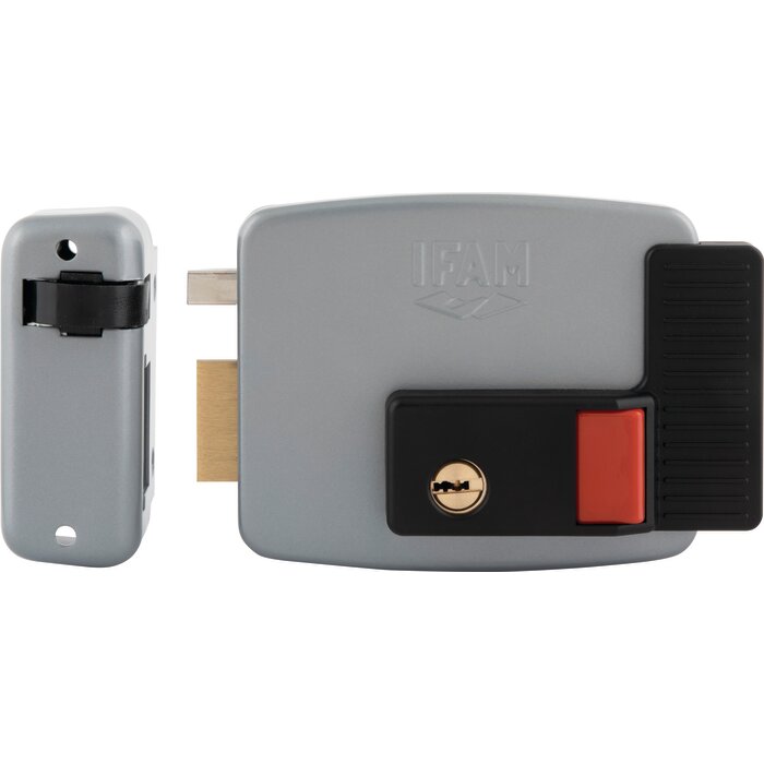 Serrure électrique en applique – IFAM – CES30 / CES31 – Bouton et clé – 12 V-1
