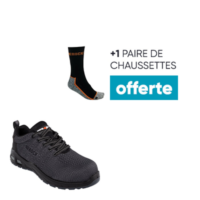 Chaussures de sécurité basses - Titus - Herock - Gris + 1 paire de chaussettes Carpo OFFERTE-1