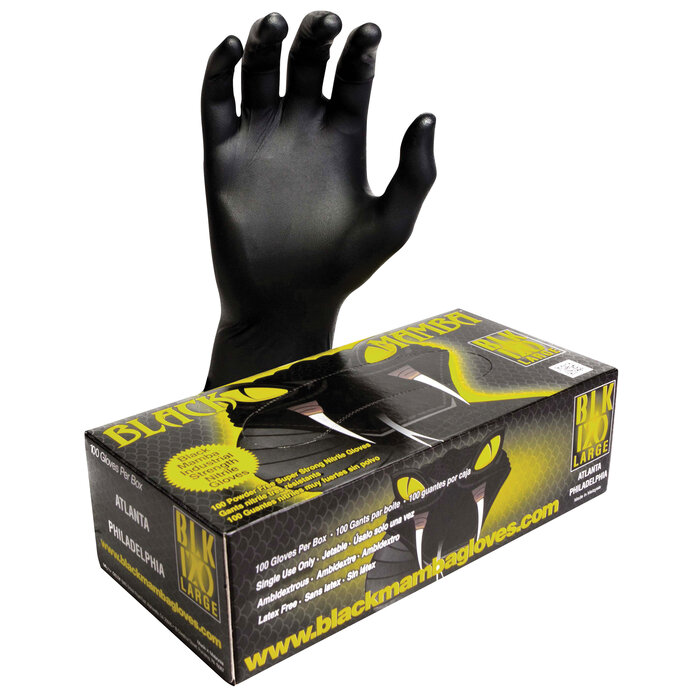 Gants noir nitrile jetable - BLACK MAMBA - Résistant aux déchirures - Boites de 100-1