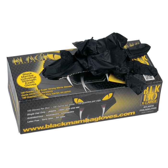 Gants noir nitrile jetable - BLACK MAMBA - Résistant aux déchirures - Boites de 100-2