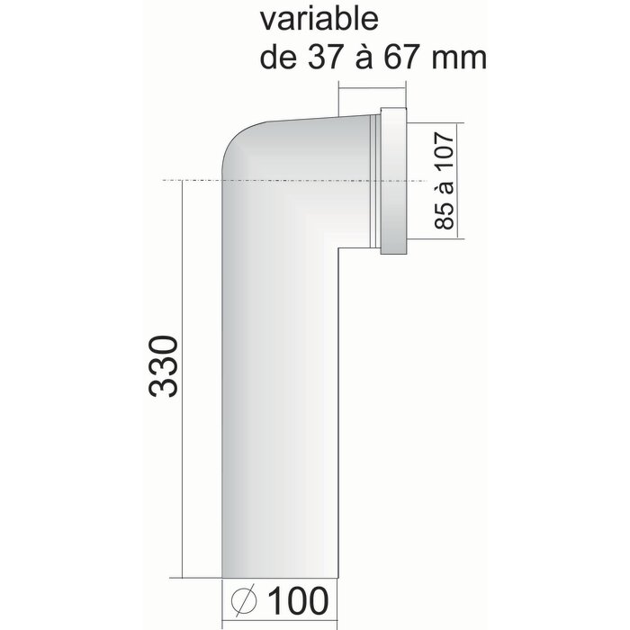 Pipe WC - REGIPLAST - Coudé 90°C - Ø 100 x L330 mm-1