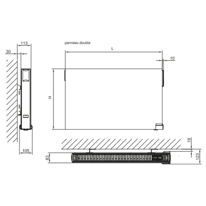 Radiateur à fluide caloporteur – Yali Ramo Plus – Plinthe - 3923052-1