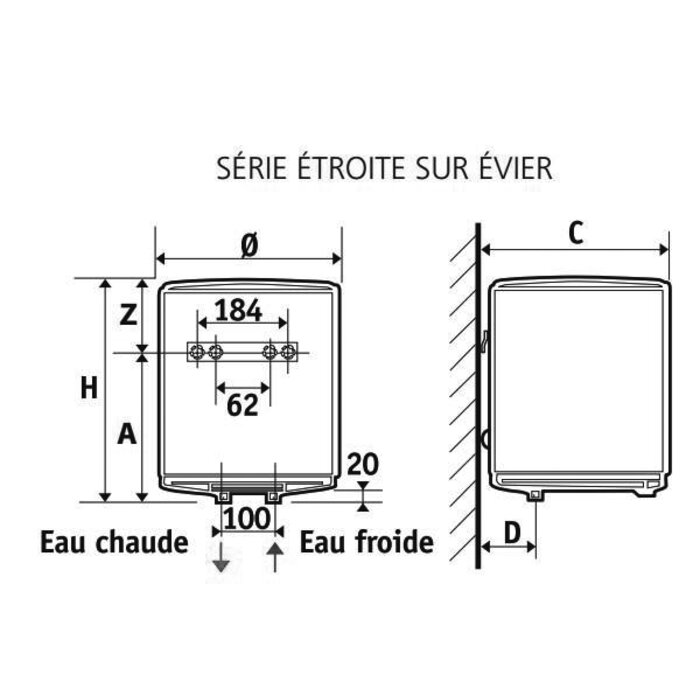 Chauffe eau électrique - ATLANTIC - Petites Capacités Étroites sur Evier-1