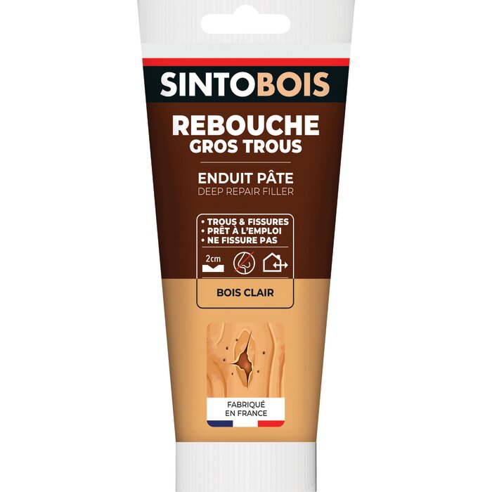 Rebouche bois gros trous – SINTO BOIS – Sintobois – Bois clair – 330 g