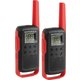 Paire de Talkie-Walkie T62 Motorola - Portée 8 km - Double alimentation - Ecran rétroéclairé - Couleur rouge et noir
