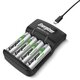 Chargeur de piles rechargeables – ENERGIZER – AA/AAA – NiMH – 100-240 V – Avec 4 piles AA 2000 mAh
