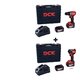 Lot perceuse-visseuse à percussion et visseuse à chocs – DCK – brushless 20 V 4,0 Ah