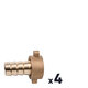 Lot de 4 demi-raccords laiton - Tuyau Ø 18 mm - F 3/4" - Puteus